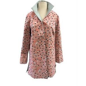 Grace Chuang Jacket Small Cotton Animal Print NEW Art To Wear Grey Orange